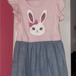 The Children's Place Pink & Blue Bunny Dress with Glitter Detail